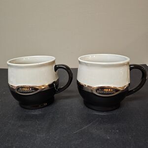 Harley Davidson Motorcycles Extra Large Two-Toned Mugs Set of 2 Black White